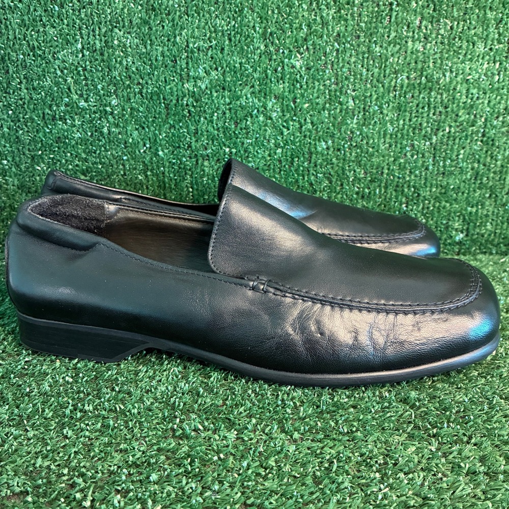 Bally Redo Square Toe Leather Slip On Loafers Dress Shoes Black Mens Size 10 D